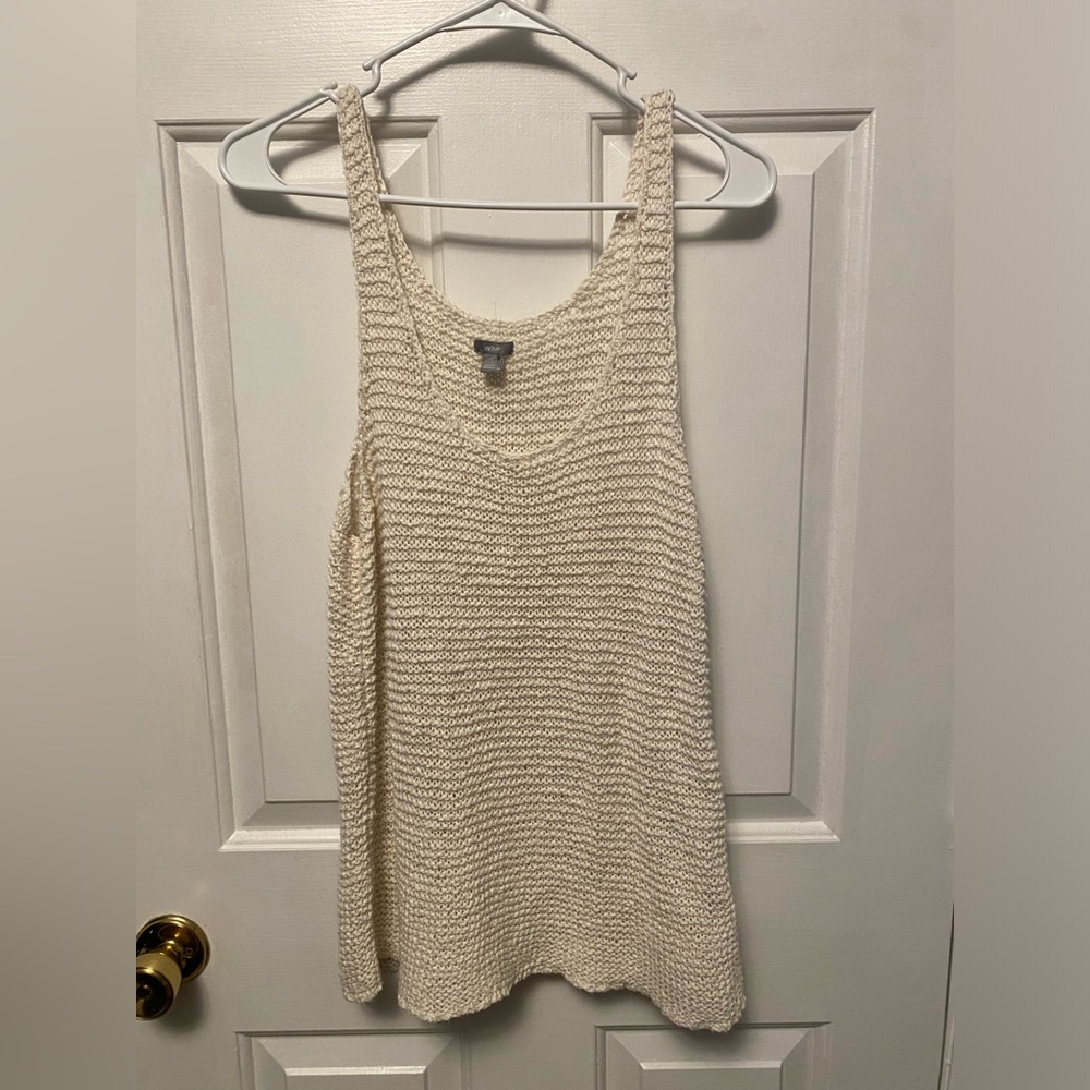 Aerie neutral knit crochet boho tank top sleeveless